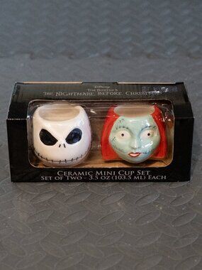 New Nightmare Before Christmas Gift Set Jack Skellington and Sally Head Mini Cup